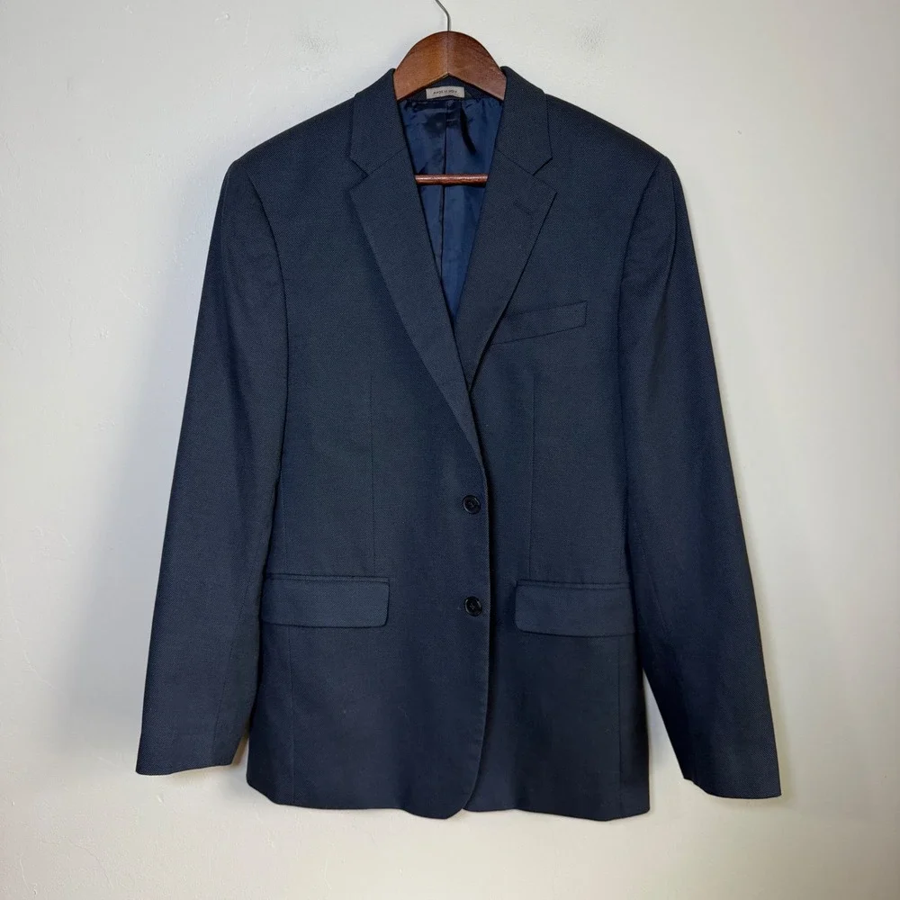 Banana‎ Republic Standard Fit Textured Navy Blue Blazer Jacket Size 38R Navy